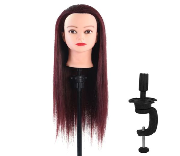 Haarstyling Schaufensterpuppenkopfperücke Langes Haar Friseur Tranining Manikin Head Stand Model Mannequin mit Halter Klemme A2761842