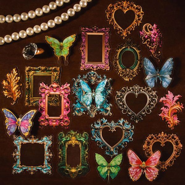 30 PCs Butterfly Frame Plant Stickers Deco Pet Scrapbooking Diy Label Diário Diário Arbustador Atestinário do Jornal de Jornal