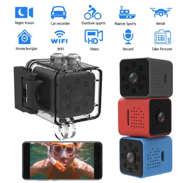 Câmeras gravação de vídeo à prova d'água Câmera de câmera DVR Mini Câmera de Câmera DV DV Underwater Sports Sports Night Vision Micro camcorder