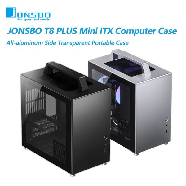 Towers Jonsbo T8 Plus ITX Mini Small Case Alle Aluminium -Koffer tragbarer Desktop -Computer leerer Fahrwerksspielkoffer mit 14 cm Argb -Fan