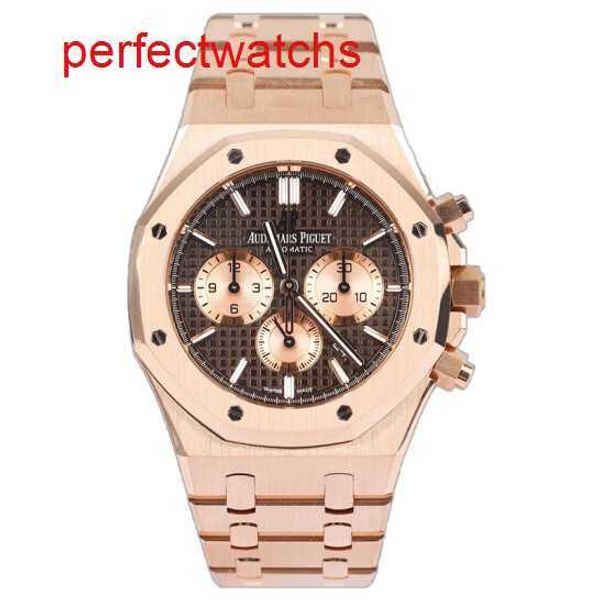 Modern AP Wrist Watch Real Royal Oak Series 26331Or Watch Brown Face Plate com diâmetro 41mm Mechanical Mechanical Mechanic 18k Rose Gold Complete Conjunto