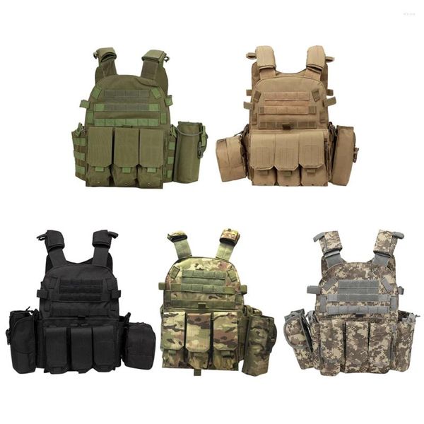 Backpack Nylon Rig Rig Molle Vestra Ajustável Camuflagem Armadura Corporal Portador de caça homens Mulheres Equipamentos de combate para acampamento esporte