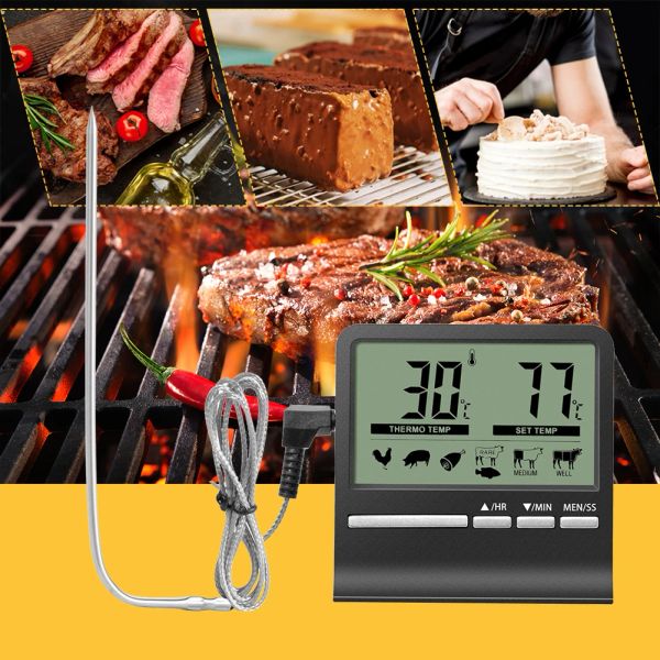 Termometro per alimenti per alimenti da cucina digitale Timer di allarme di cottura per cucina per cucina bbq per olio di latte olio forno a forno.