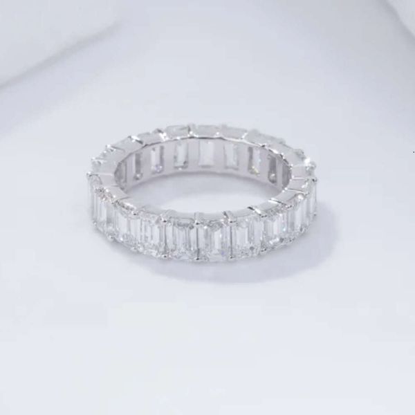 STARSGEM 14K Gold Ehering Band Ring Charmanter Luxus def Farbe Emerald Cut Labor Diamond Ring