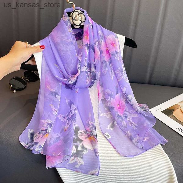 Sciarpe di marca di lusso da donna spiaggia sciarpa georgette shawls design stampare fascia da sede estate fascia avvolge la protezione solare hijab 2023240409bfrr