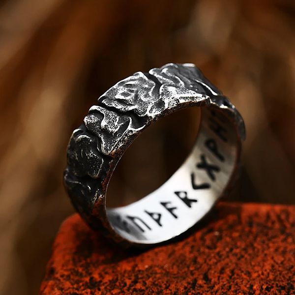 Design unico vintage 14k Gold Runes Runes Ring per uomini donne vichinghi di roccia rotonda Regalo per i gioielli amuleti