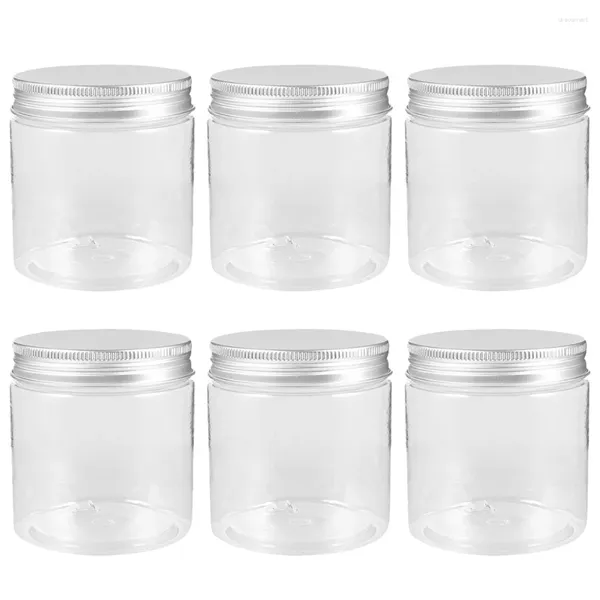 Garrafas de armazenamento 6 PCs Home Aluminium Lid Mason Jars Baby Glass Food Recectadores de Pet Plástico Mini