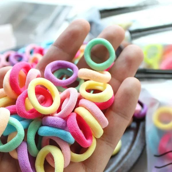 100 pezzi/pacco per bambini anelli per bambini elastici gratuiti per bambini ad alta elasticità Accessori per la fascia per la fascia da ragazza ad alta elasticità