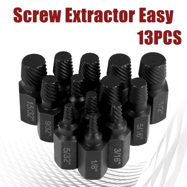 10/13pcs parafuso kit de extrator de parafuso de parafuso de parafuso de parafuso de parafuso de parafuso de parafuso de metal, fáceis de broca de broca de parafuso de parafuso quebrado removedor de parafuso conjunto de extrator