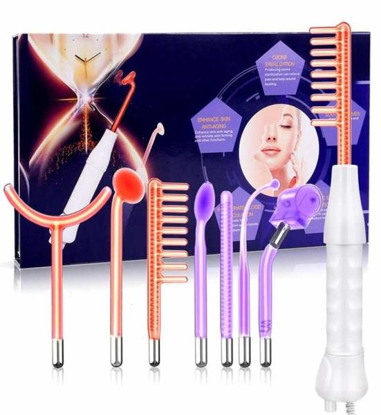 7 em 1 Eletrode de alta frequência Tubo de vidro Violet Purple Light Acne Wand Cuidado de pele Spot Spa Máquina de beleza Spa 2201101940082