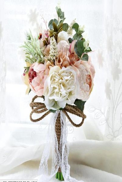 Mazzi da sposa da sposa a buon mercato fiori artificiali per mattutini da damigella d'onore da giardino con sposa di strass di cristallo con broo1984927