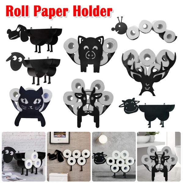 Metal Sheep Dog Shape Hanite Tissue Rack Free Standing Standing Roll Papel Solder Animal Shape Decorative Toilet Paper Rack