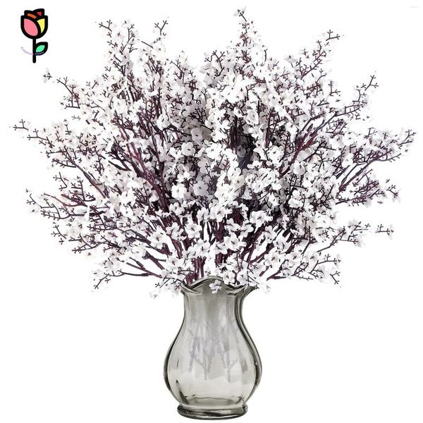 Fiori decorativi 6 pezzi Babys Respirare Bouquet artificiale Decorazione nuziale tocco realistico pianta finta gypsophila arrangiamenti floreali interni