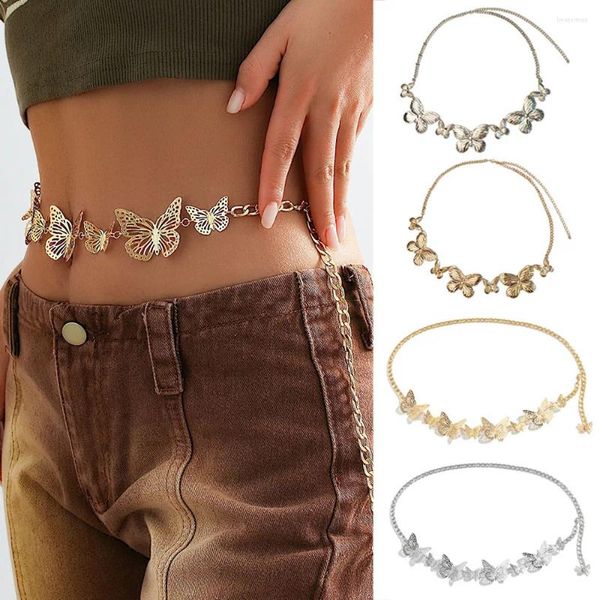 Ремни 3D Металлическая бабочка по талии Women Women Vintage Высокая украшение Snap Buckle Accessory Y2K Body Jewelry