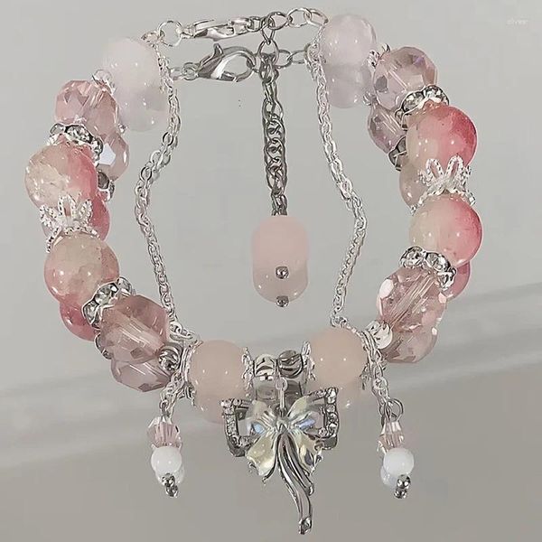 Braccialetti di fascino eleganti braccialette di perline da bowknot nappine da polso braccialetto da donna alla moda di collegamento a mano da donna regali di gioielli alla moda