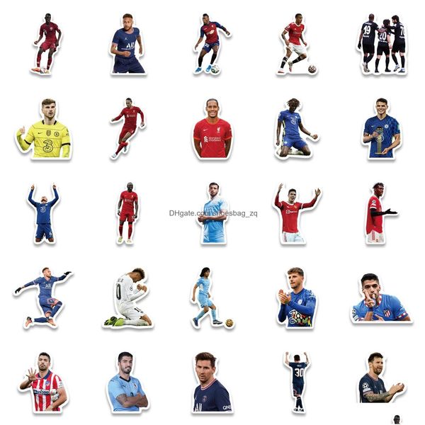 Bambini Adesivi per giocattoli 50pcs World Soccer Star Football Figure Iti Skateboard Car Motorcycle Bicycle Droping Regalini Delivery Delivery Denni Nove DH3WC