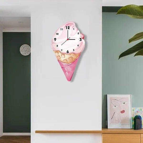 Duvar Saatleri Dondurma Karikatür Yaratıcı Kişilik Saat Asılı Dekorasyon Oturma Odası