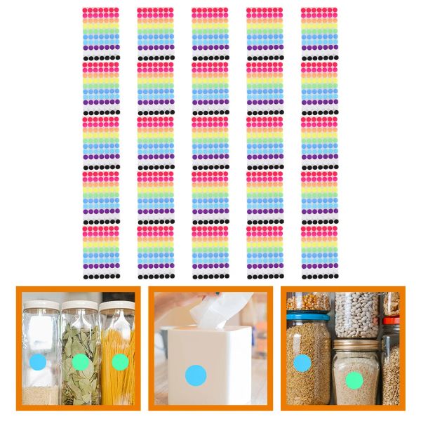 25 fogli dot etichetta adesivi a colori colorati punti Etichette della bottiglia d'acqua piccole rimovibili