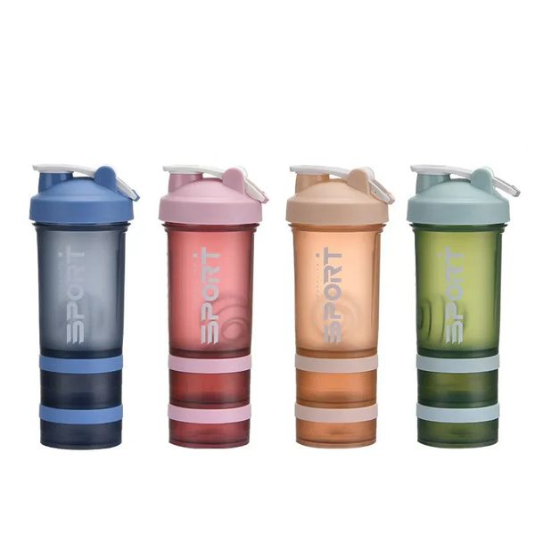 3 Schichten Sport Eiweiß Shaker Flaschen 450 ml Mixing Ball Cup BPA kostenlos Plastik niedlicher Getränke Wasserflasche EDC tragbar 240409