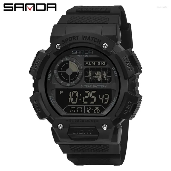 Relógios de pulso Sande Top Brand Clássico Men Watch Digital Watch Sports Military Sports Moda Moda à prova de pulso Electronic Watch Shopfrop à prova de choque