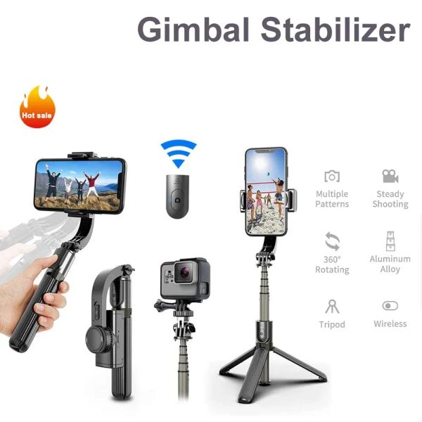 Gimbals Holdhell Gimbal Stabilizer per smartphone 1axis con selfie Tripode Stand Bluetooth Wireless Bluetooth Remote per iPhone Android