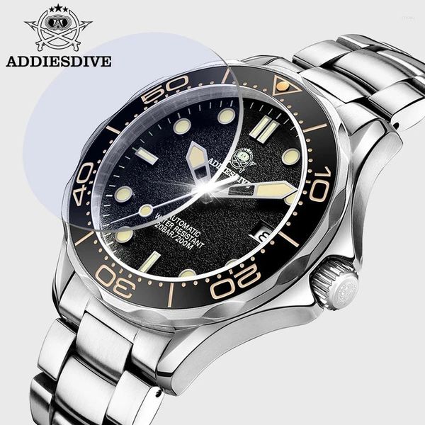 Relógios de pulso Addiesdive Men assista AD2106 20bar Impermeável C3 Super Luminous Sapphire Crystal NH35 Relógios mecânicos automáticos Reloj HOMBRE