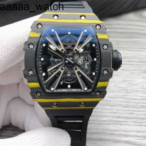 Richardmill Watch Active TourbillonMechanical Herren Vollautomatische Ausrüstung Schwarzer Technologie Trend Casual Water of Eimer Form großes Zifferblatt im Freien im Freien im Freien im Freien