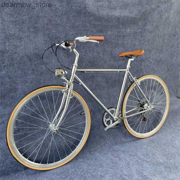 Bicicletas Vintage Bike Road Bicyc Combinente Peças de ciclismo 700c Roda de alto carbono quadro de aço ectroplatado L48