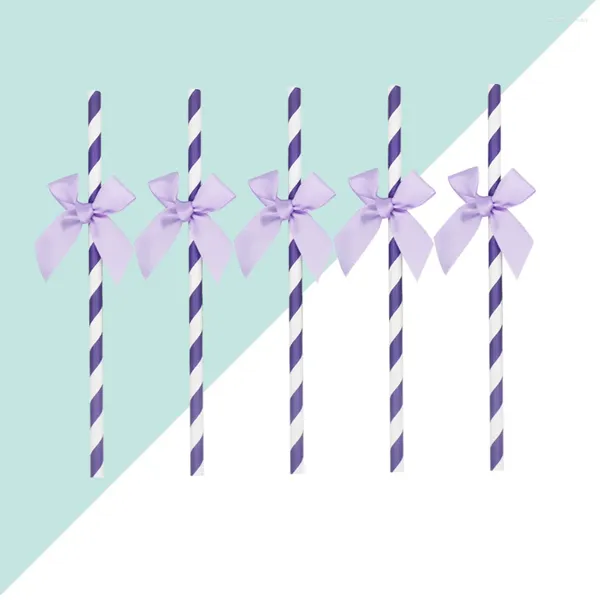 Coppe usa e getta cannucce 30pcs Creative Bowknot Design Paper Squisite Ornamenti per torta di compleanno a cravatta (viola)