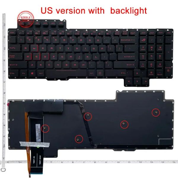 Klavyeler RU/US/PO/SP Asus ROG G752 G752V G752VL G752VM G752VS G752VT G752VY V153062AS1US 0KN0SI1US11 Arka Lit