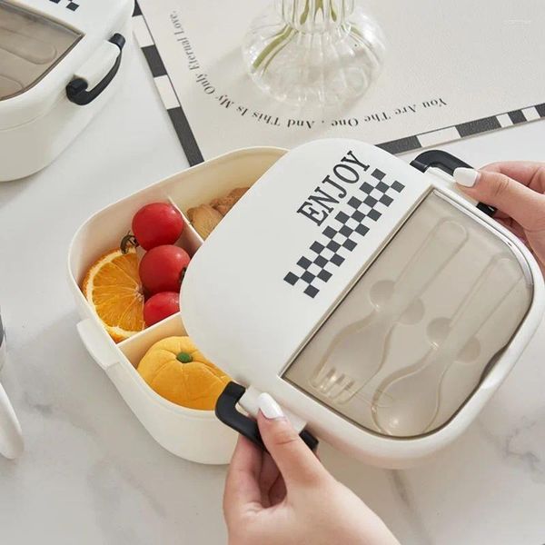 Lunhana de lancheira Bento portátil de utensílios de jantar com compartimentos de compartimentos de microondas