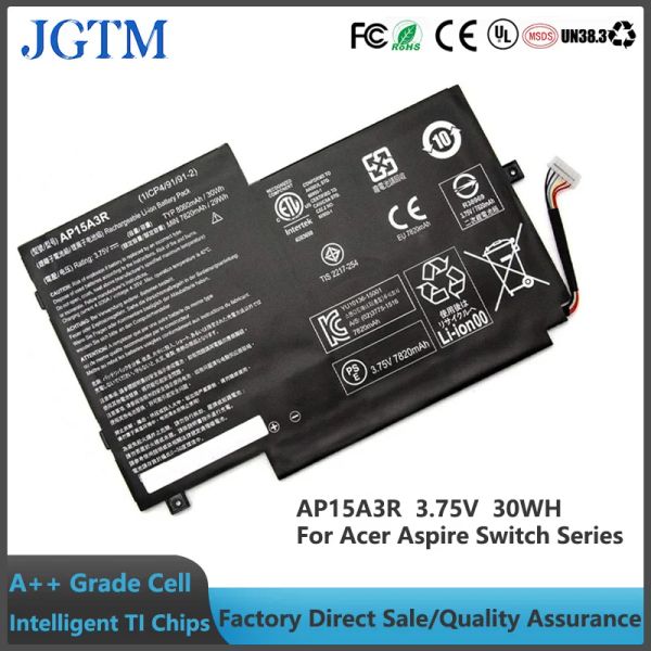 Piller JGTM 3.75V 30Wh AP15A3R AP15A8R Dizüstü Bilgisayar Acer Aspire Anahtarı 10E SW3013P Serisi Piller 8060mAH