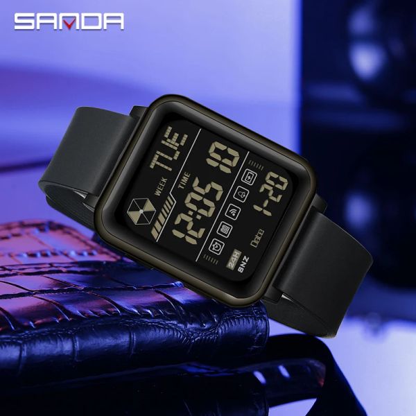 Sanda Digital Watch Men Military Armee Sport Armbandwatch Top Marke Luxus LED STOPHARCH WASGALSCHAFT MALE ELEKTRONISCHE Clock Geschenk 6159