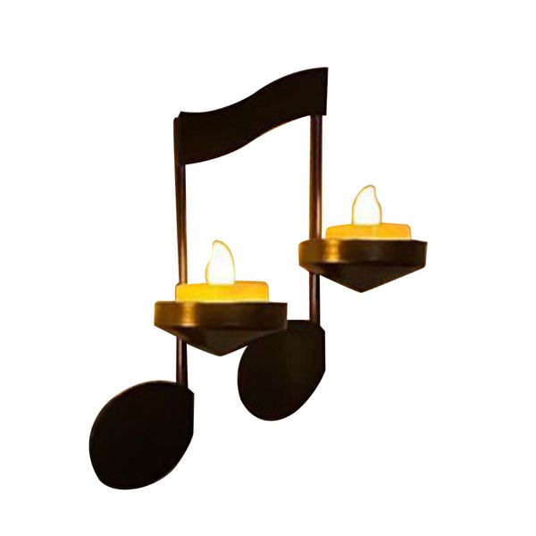 Musica di metallo Nota Cangoli decorativi Candele Stable Candele Porta Atmosfera Props Black Durevole per la decorazione di arredamento per la casa