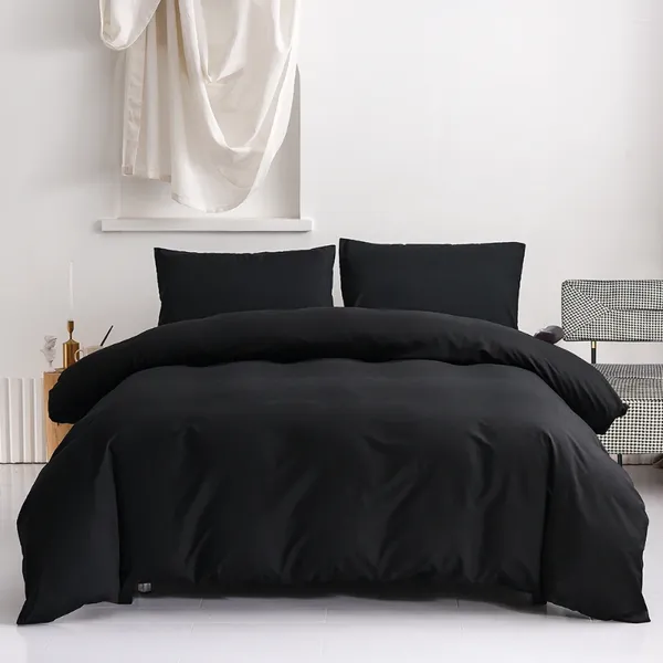 Bedding Sets Pure Black Duvet Tampas de cama sólida Linho de linho EURO CAMINHO