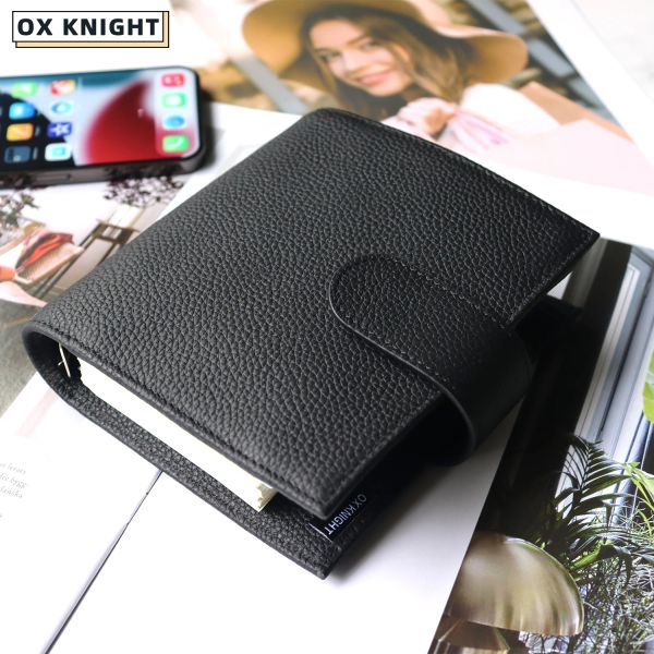 Pianificatori Ox Knight Original Series Leather A7 Notebook Copertina zip con tasca top tasca Planner Mini Organizzatore Organizzatore Diario Notepad