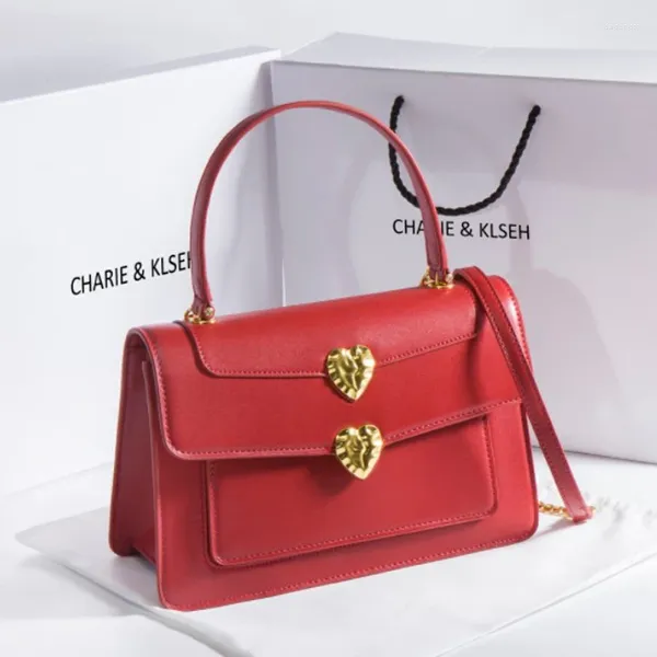 SOLUS BASSE ROSSO Donna 2024 Donne Messenger Flatta Fibbia a forma di cuore a forma di sposa crossbody