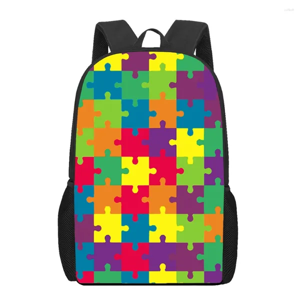 Schulbeutel Buntes Persönlichkeit Kunst Puzzle Druck Kinder Tasche Kinder Rucksack für Mädchen Jungen Student Book Freizeit