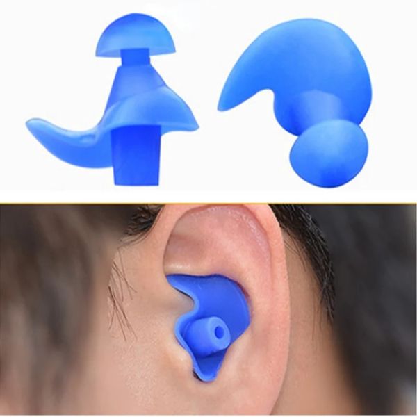 1 pair su geçirmez kulaklık, su sporları için yüzme kutu yumuşak silikon spiral kulak tıkacı koruyucusu uyku için anti gürültü