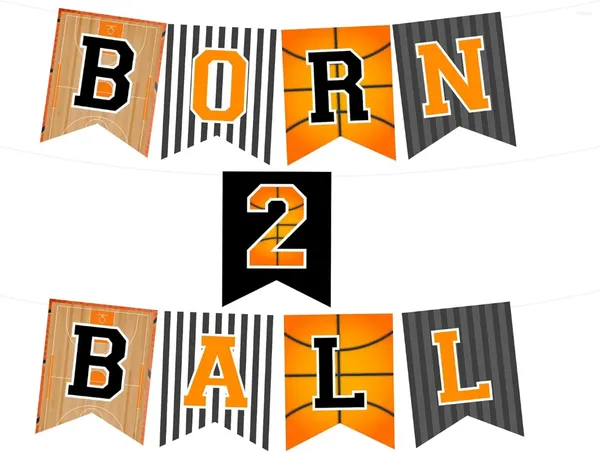 Decoração de festas Sursurprise Basketball Birthday Decorações nascidas 2 Banner Sports Sports para meninos 2nd