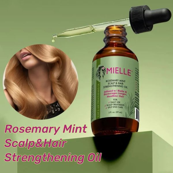 Crescimento do cabelo Óleo essencial Rosemary Mint Mint Fortalecimento de óleo Cuidado final Cuidados final Nutrição Cabelpeira seca Lisa Tratamento de couro cabeludo