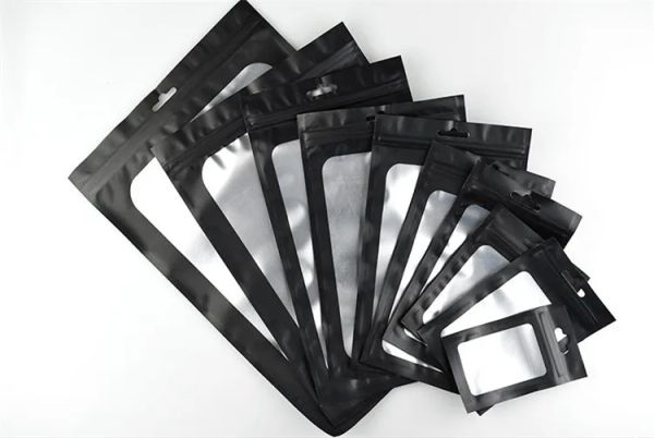 100 pezzi opachi in alluminio nero in alluminio ginnastica con chiusura zip taodo per chiodo ribellabile snack in polvere cosmetici X-mas-tappe