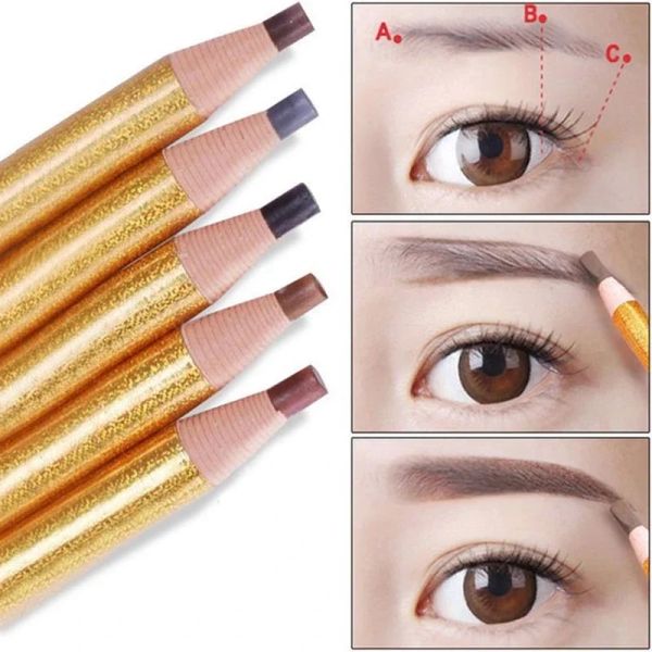 12pcs desenhar linhas de sobrancelha lápis à prova d'água de longa dica as sobrancelhas cosméticas naturais Microblading Tattoo Tattio