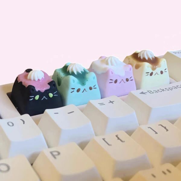 Zubehör cremige Katzen benutzerdefinierte Keycap -Persönlichkeit Süßes Cartoon handgefertigte Tonschlüsselkaps für mechanische Tastatur Kirsch MX Switch