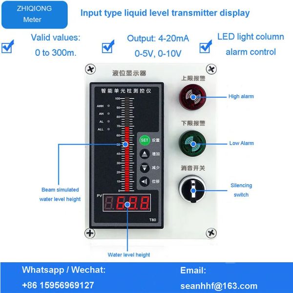 Tipo de entrada Tipo de entrada Transmissor de água Tanque de água Medidor Caixa de alarme de nível de água 4-20mA 0-5V Sensor RS485