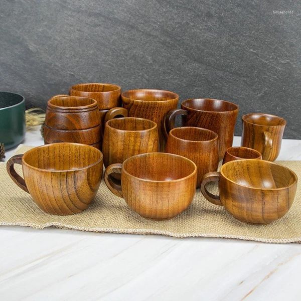 Cups Saucers Natural Jujube Wood Tasse handgefertigtes Retro -Holz -Trinkbecher Milch Kaffee Bier Tee Küchenbar Getränke Geschenke