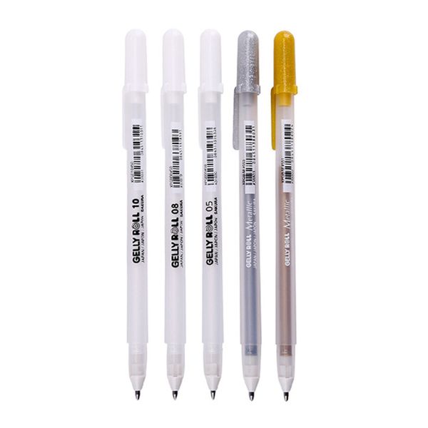 3pcs/Los Sakura weiße Gel Ink Stift Klassische Gelly Roll Art Highlight Marker Stift hell weiß silbergold kunstmalerei zeichnen Stifte