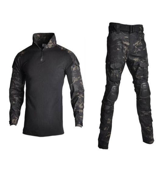 Jagdsätze Outdoor Paintball -Kleidungsset Aufnahme Uniform Taktischer Kampf Camouflage Anzüge Hemden Hosen Ellbogen Kniepads9239581