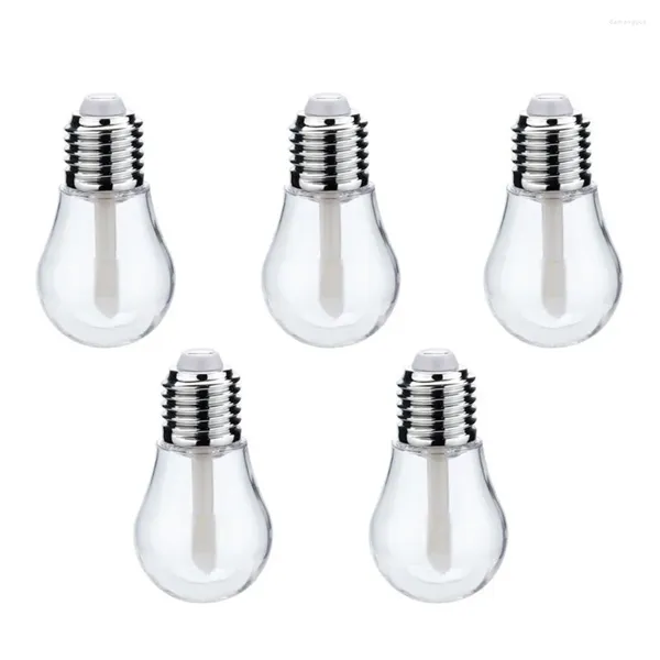 Bottiglie di stoccaggio 5pcs simpatico lampadina a forma di labbro vuoto guscio trasparente mini ricaricabile con inserti in gomma