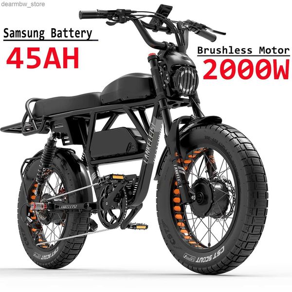 Bikes Lankeis Dual Battery Dual Motor Mountain E-Bike Snow Tyres 2000W 45AH ECTRIC BICYC RETRO MOTOCHYC HYDRAULIKE DISK BREME L48